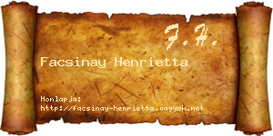 Facsinay Henrietta névjegykártya